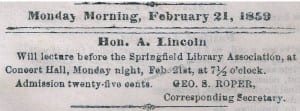 Lincoln's Speech Charging Admission