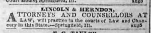 Lincoln & Herndon Advertisement of Law Office Opening