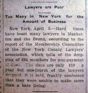 Lawyers are Poor, 1911 Article