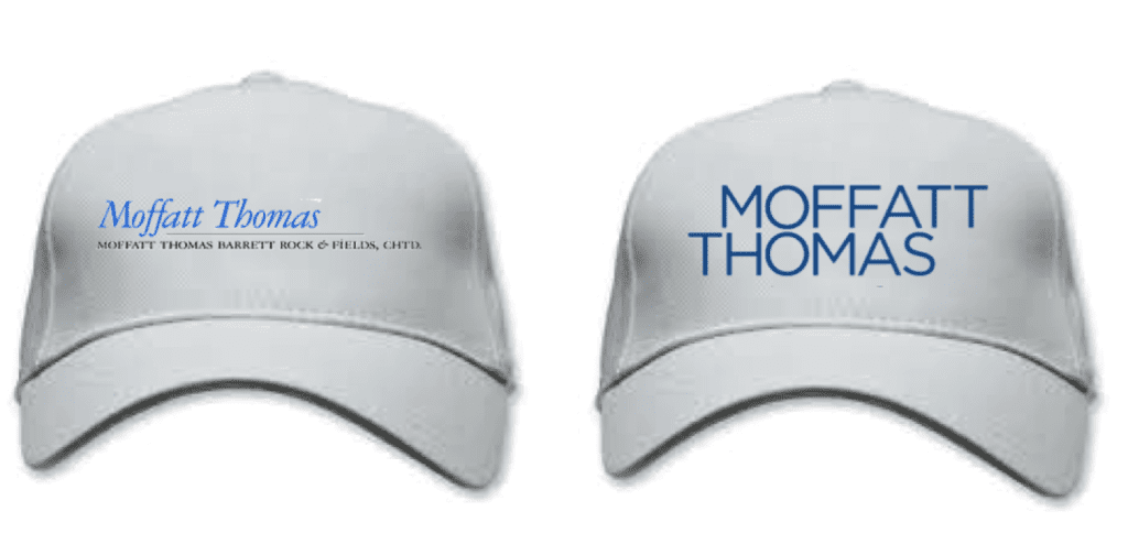 Moffatt Thomas logos in context on hats