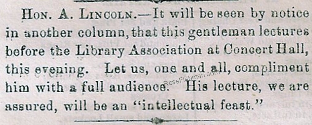 Abe Lincoln Speech Intellectual Feast Library Assoc RF
