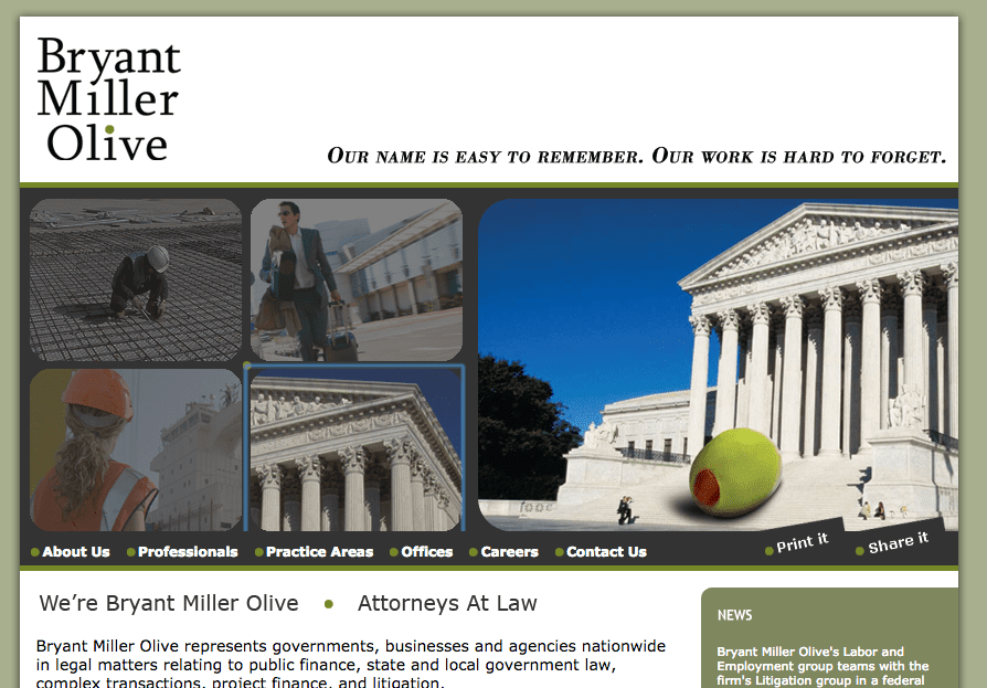 BMO Bryant Miller Olive law firm website