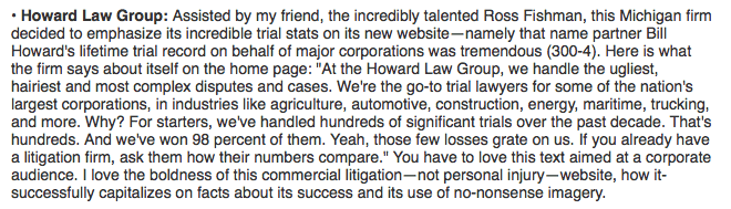 Howard Law Group Legal Intelligencer blurb