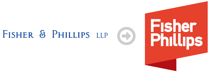 A before and after image of Fisher Phillips Logos