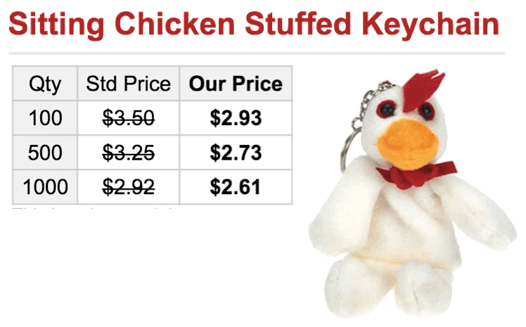 Sitting Chicken keychain promo