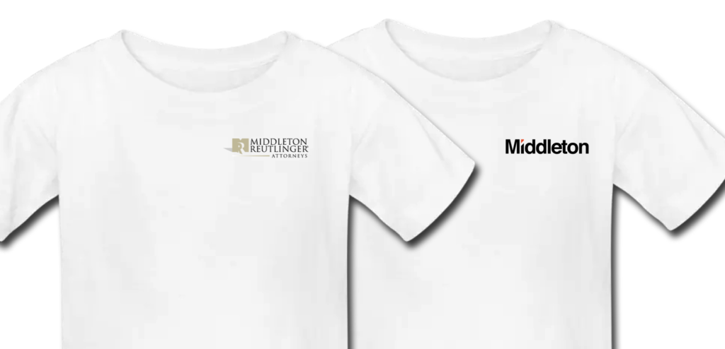 Middleton logo before and after on tshirts