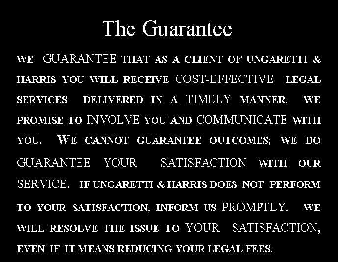 Ungaretti guarantee language white on black