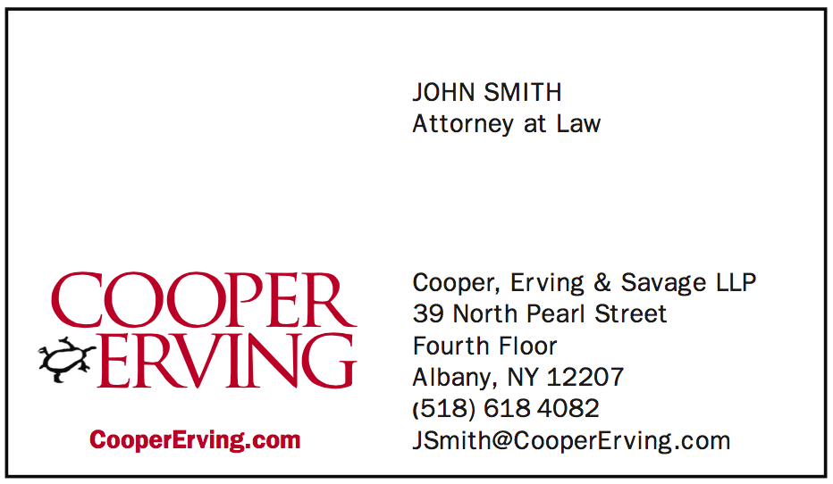 Cooper Erving Fishman Marketing Turtle logo business card