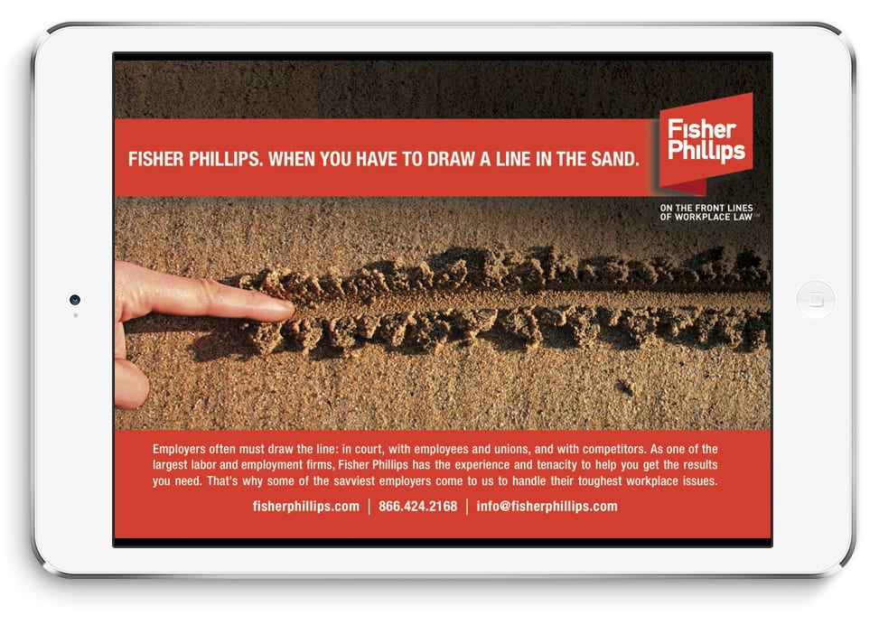 An example of Fisher Phillips Ad on a Ipad