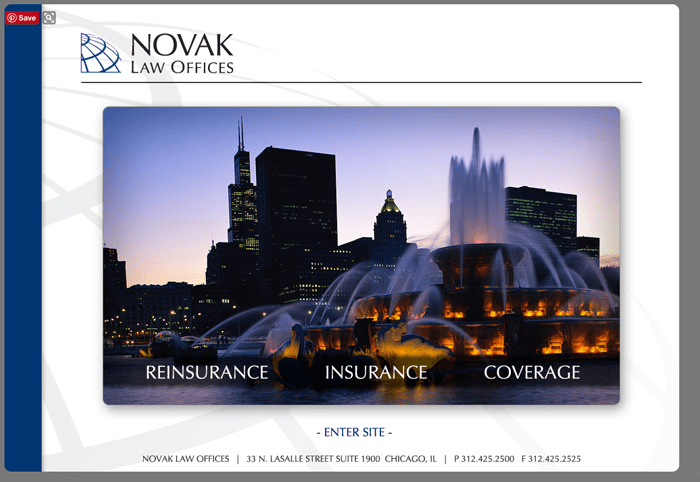 A screenshot of Novak Law Offices web site design before