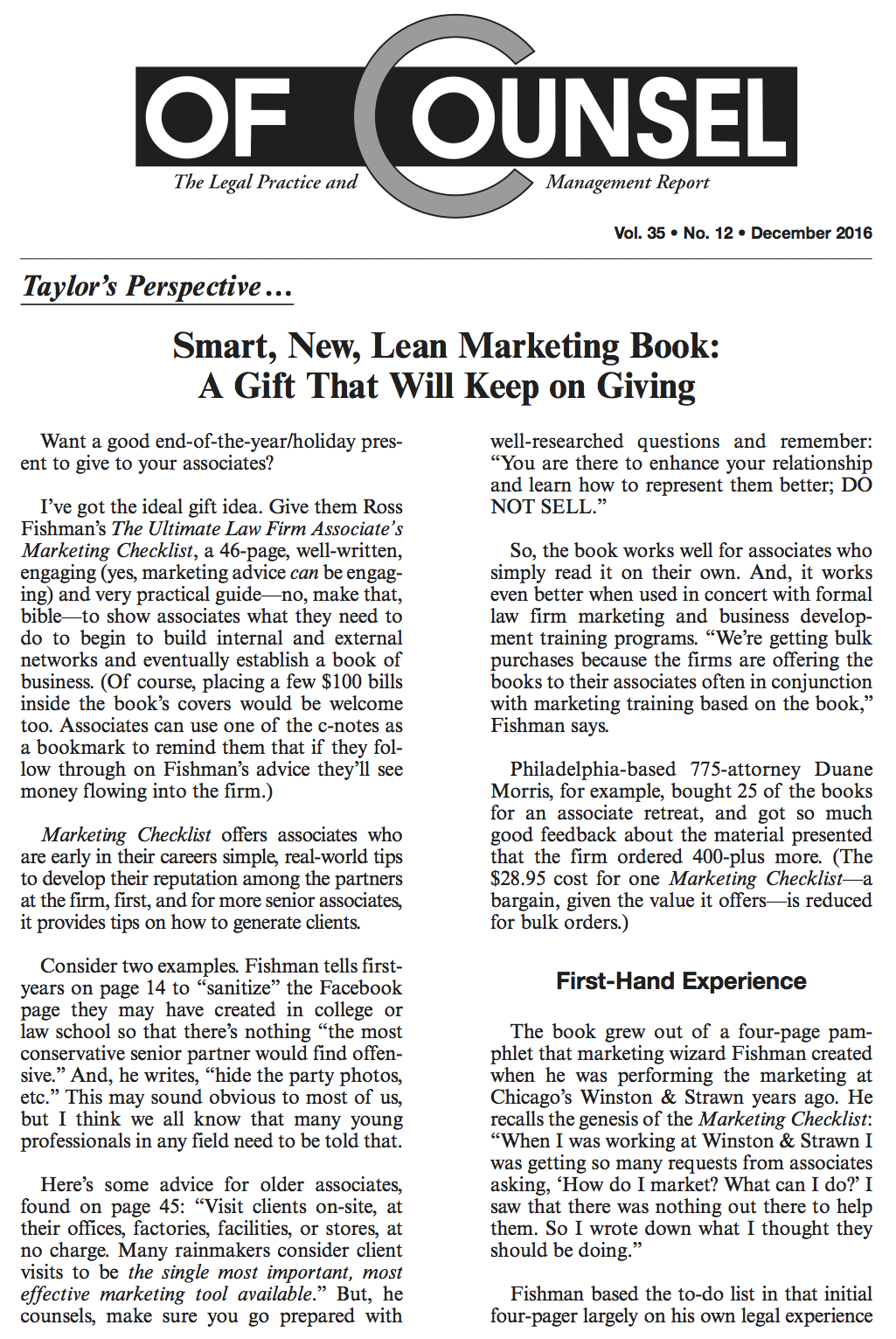 Awesome Review of “The Ultimate Law Firm Associate’s Marketing ...