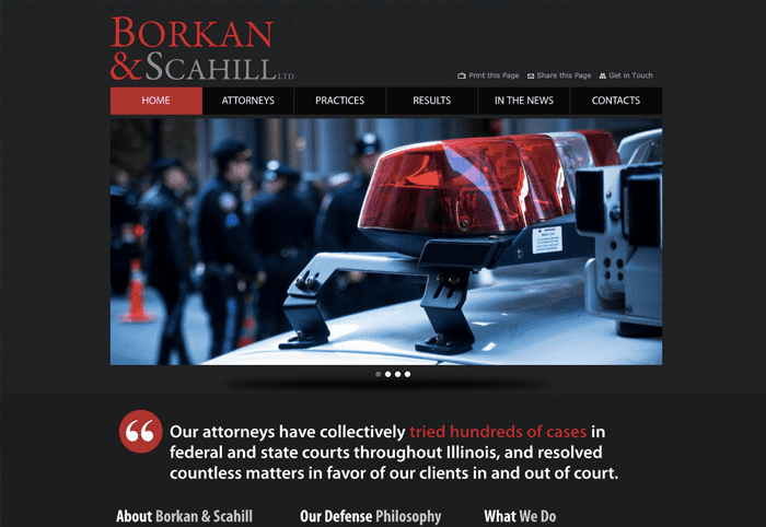 Example of the home page for Borkan and Scahill before design