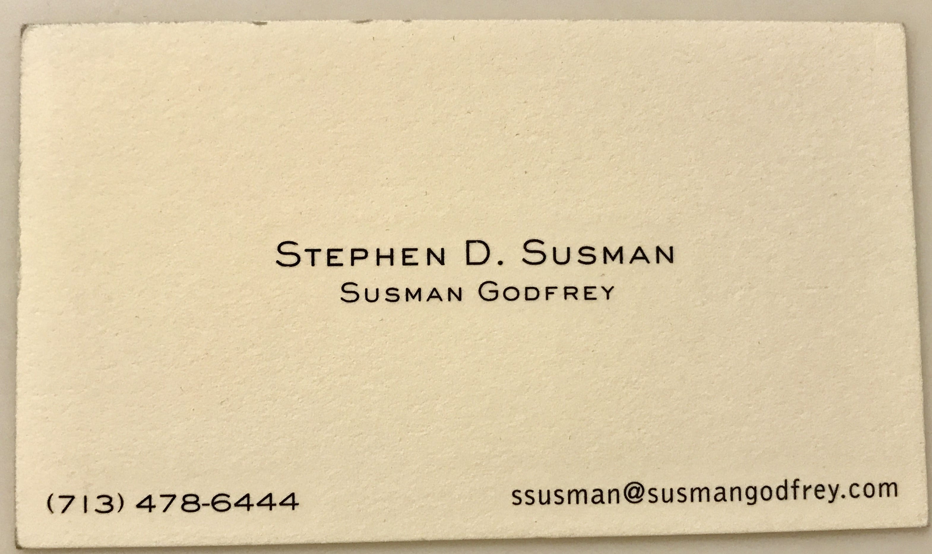 Steve Susman’s business card was sparse. But it was plenty.